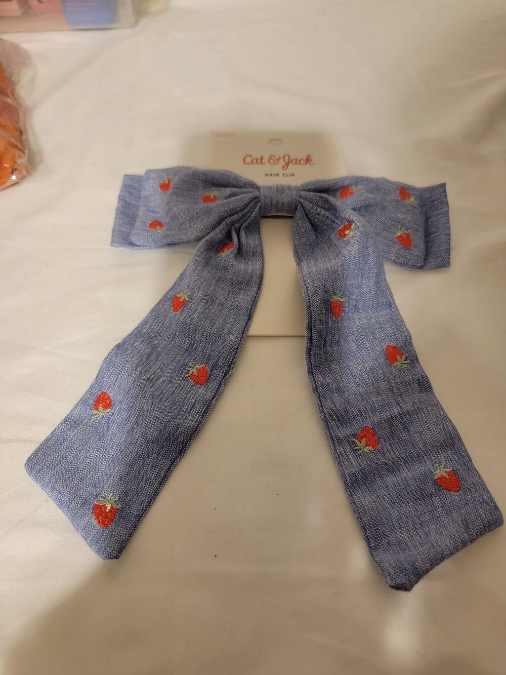 Cat & Jack Denim & Strawberry Hair Clip